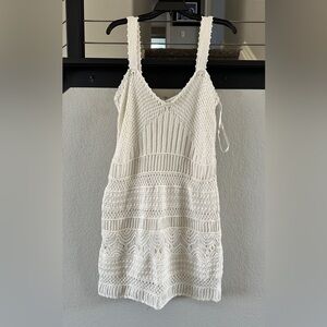 Abercrombie & Fitch Crochet Knit Midi Dress XL NWT Cream Lined Soft Stretch